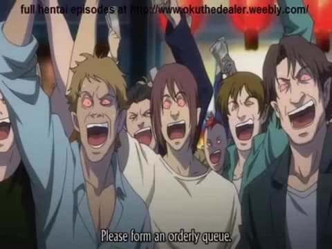 An intense gang bang for this hentai whore