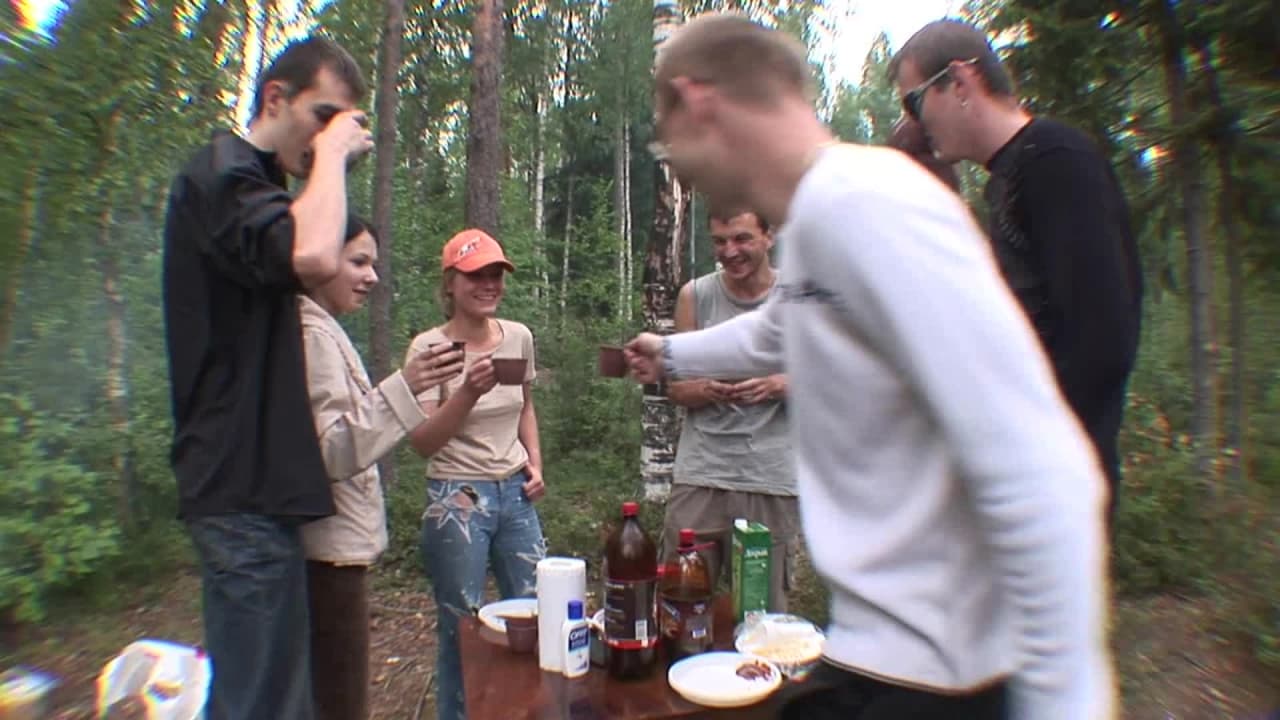 Two beautiful sluts in a camping orgy