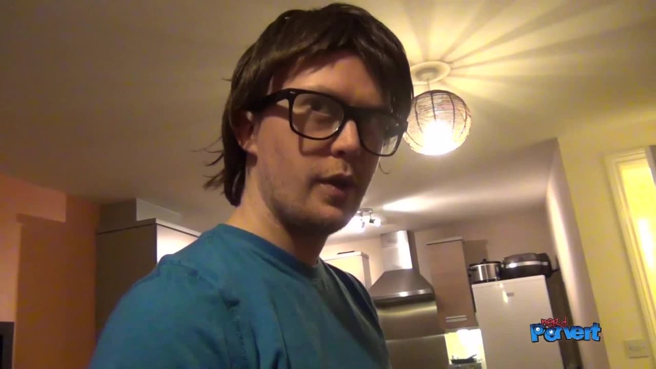 Sara Knight sucks this nerds cock until he cums
