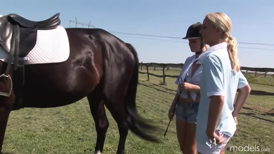 Blond Cat and Yasmine Gold fucking near the barn